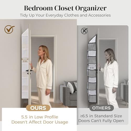 Beige 5-Tier Over the Door Organizer with Mesh Pockets - Kids Toys, Shoes, Diapers
