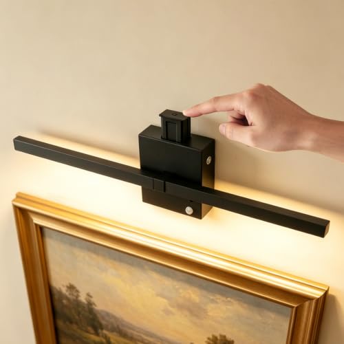 Black 24-Inch Battery Operated Wall Sconce Set - Rechargeable, 360° Rotatable, Dimmable, Wireless with Remote - Variation: Black / 3W-24Inch