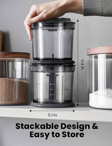 TWOMEOW 4-Cup Electric Food Processor & Chopper with 2 Bowls, 2 Speed, 4 Blades