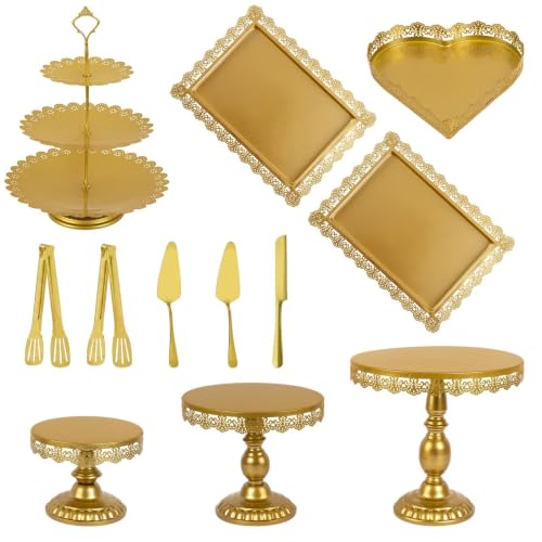 Gold Cake Stand Set - 12 Piece Dessert Display for Weddings & Parties
