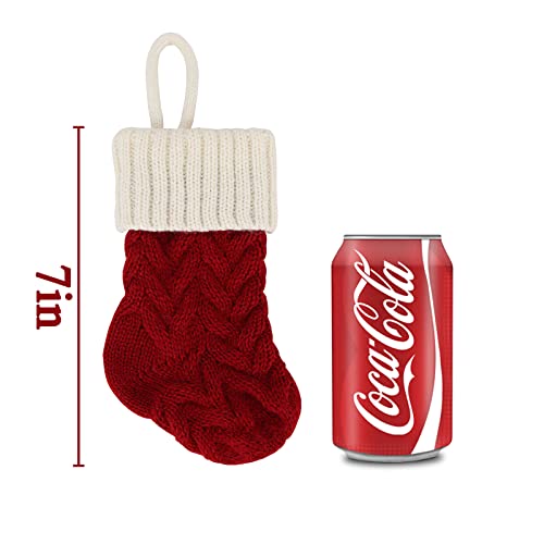 LimBridge Burgundy & Green 7-Inch Knit Christmas Stockings, 4-Pack Holiday Decor
