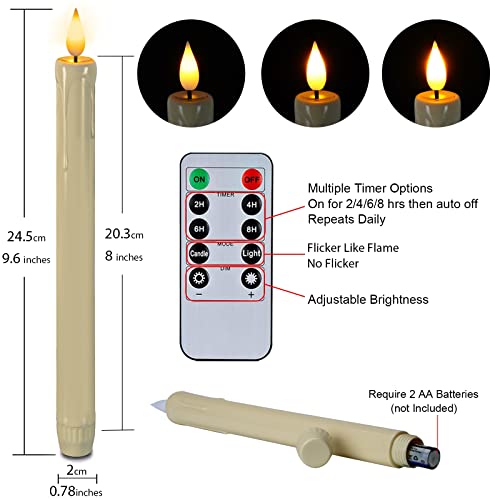 Homemory Ivory Pack of 48 Flameless Taper Candles with Remote & Timer - 9.6 Inch LED Candlesticks for Weddings & Holidays