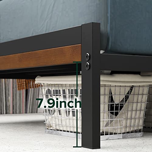 Black Twin Zinus Kai Bamboo & Metal Platform Bed Frame with Slats and Headboard