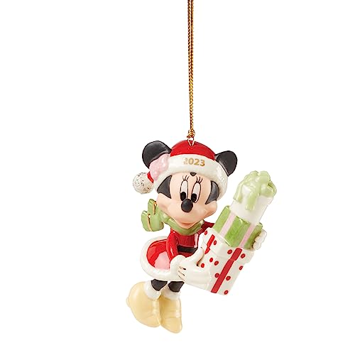 Lenox Minnie 2023 Ornament - Christmas Holiday Decor, Gold Accented Porcelain Christmas Tree Decoration, Party-Ready Minnie Mouse Figurine