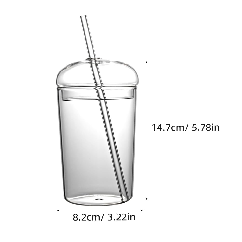 DOITOOL Glass Cups with Lid and Straw, 16 oz Clear Iced Coffee Cup, Reusable Matcha Tumbler for Smoothie Juice, Aesthetic Borosilicate Beverage Drinkware