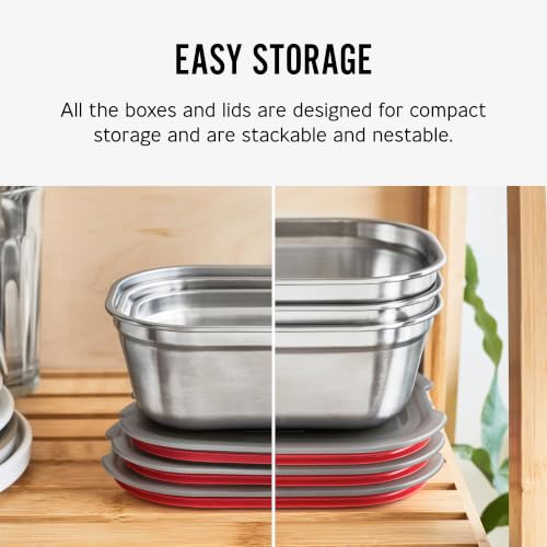 Small Box Set Stainless Steel Microwave Safe Food Storage Containers - 600ml x 3