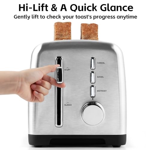 CUSIMAX Silver 4-Slice Long Slot Toaster for Sourdough and Artisan Bread