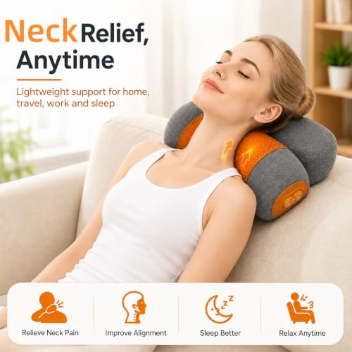 Cordless Neck Massager Pillow with Heat, Vibration & Airbag Traction