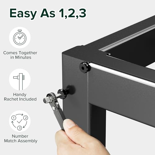 Black Full 14 Inch Metal Platform Bed Frame with Slats & Headboard Compatibility