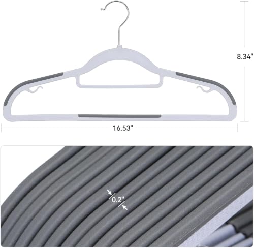 Space-Saving Plastic Coat Hangers Set - Gray, 50 Pack with Light & Dark Variations