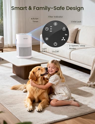 Pet Care Air Purifier for Home & Bedroom - 20dB Sleep Mode, HEPA Filter