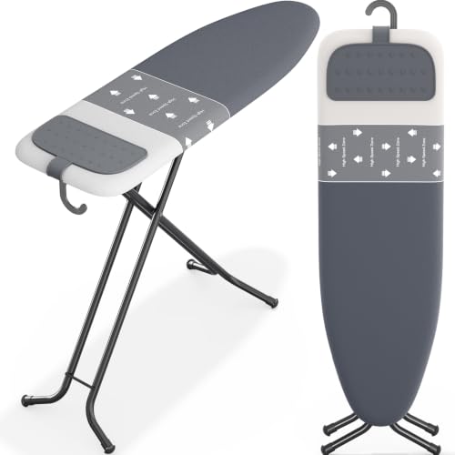 APEXCHASER Steel Gray Full Size Foldable Ironing Board 43x13in with Adjustable Height