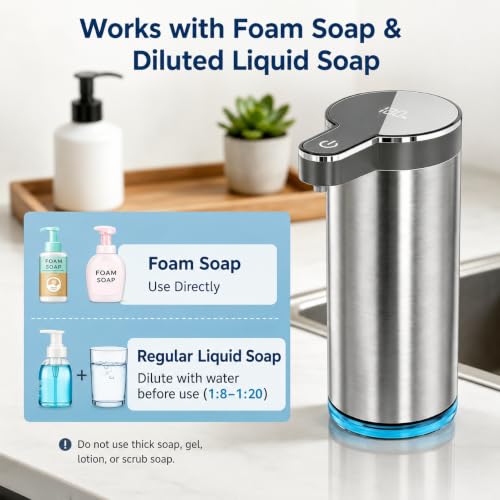 Automatic Foaming Soap Dispenser Gray 12oz Touchless Waterproof IPX5 - Self-Cleaning