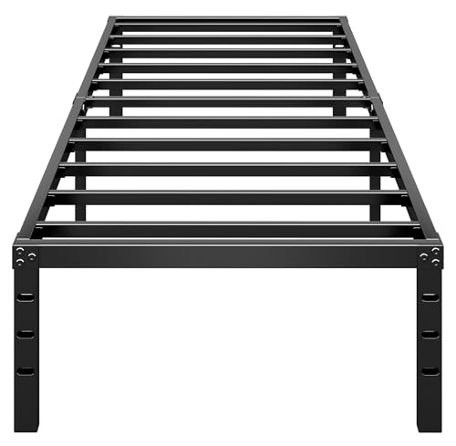 HLIPHA Twin Metal Platform Bed Frame 18 Inch Tall No Box Spring Needed Strong Support Black