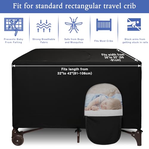 Dofilachy Blackout Cover for Pack N Play - Crib Tent Canopy