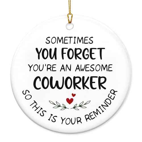 Christmas Coworker Gifts for Women - Ceramic Christmas Ornaments 2025 - Inspirational Employee Appreciation Thank You Gifts for Coworkers Boss Leaders, Thank You Ornament Stocking Stuffers