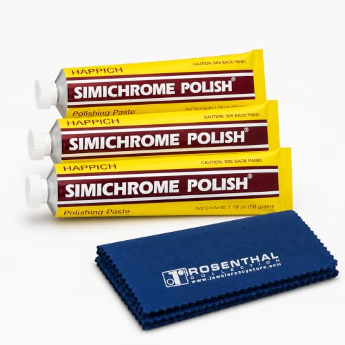 Rosenthal Collection Simichrome Metal Polish Cream Pack of 3 + Cloth - Chrome & Aluminum Polish