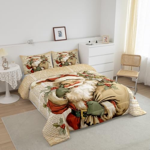 Feelyou Christmas Comforter Set Queen Light Brown Kids Bedding