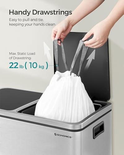 SONGMICS 8-Gallon Trash Bags Pack of 180, Heavy-Duty Leakproof Garbage Liners, 4 Rolls (30L, Bagged, 45 Count per Roll)