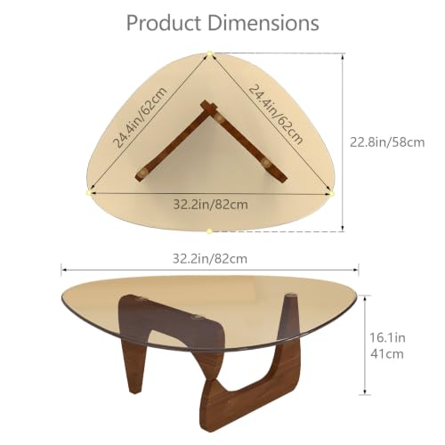Triangle MDF Frame Coffee Table with Amber Tempered Glass Top