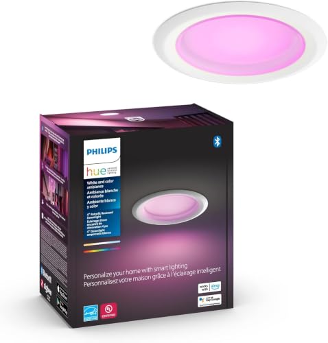 Philips Hue White & Color Ambiance 4-Inch Dimmable Recessed Downlight - 1 Pack