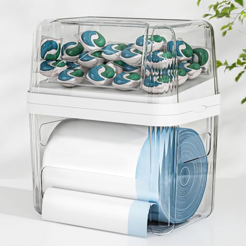 White 2-in-1 Trash Bag & Laundry Pod Dispenser Under Sink Organizer