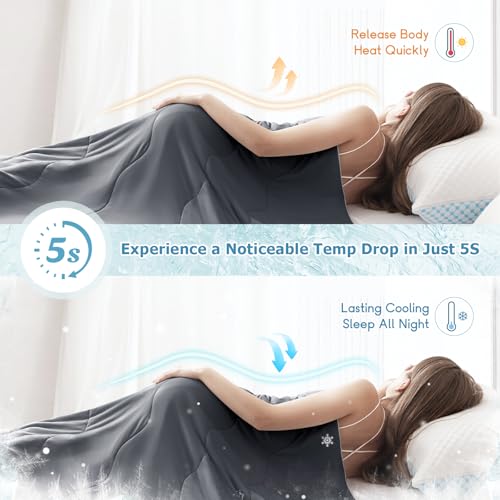 Cooling Comforter King - Dark Gray, Double-Sided Q-MAX 0.45+ Bed Quilt