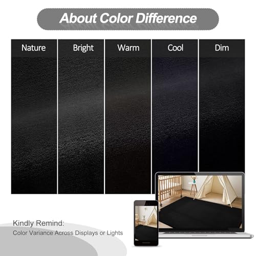 Black 4x6 Modern Memory Foam Area Rug for Living Room & Bedroom - Vasofe