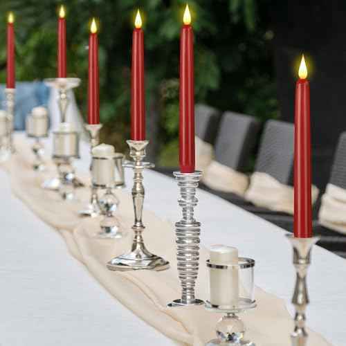 Flameless Taper Candle with Remote Control, 3pack Plastic LED Candles, Flickering Candles Battery Operated,9.2''Classic Tall Candle for Wedding, Party,Christmas,Home Decor £¨Red