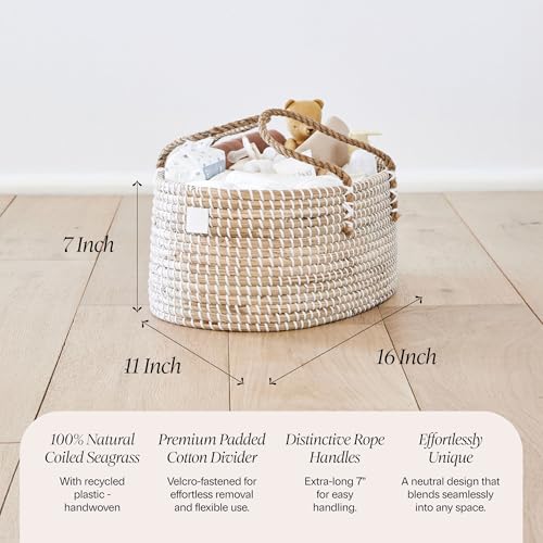 BEBE BASK Premium Natural Baby Diaper Caddy Organizer with Cotton Divider