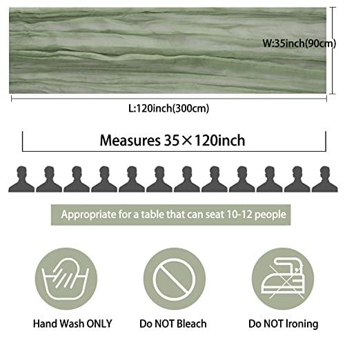 Dusty Sage Green Cheesecloth Table Runner 35x120 Inches for Boho Wedding & Party Decor - Set of 12