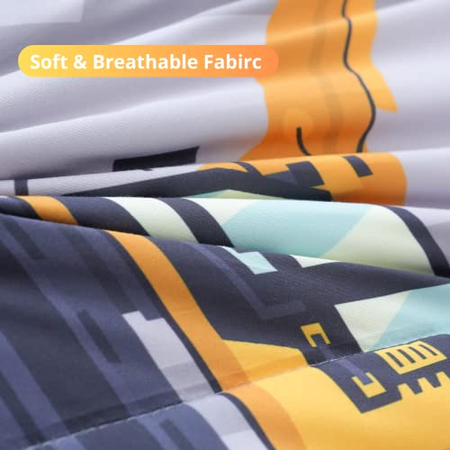Twin Size Construction Trucks Comforter Set - 4-Piece Bed in a Bag for Boys - Truck Cars Design