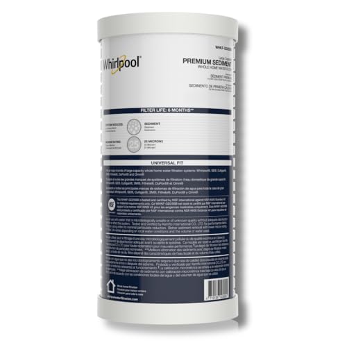 Whirlpool 10x4.5 Inch Whole House Sediment Water Filter Cartridge - 1 Pack, 25 Micron NSF Certified Replacement