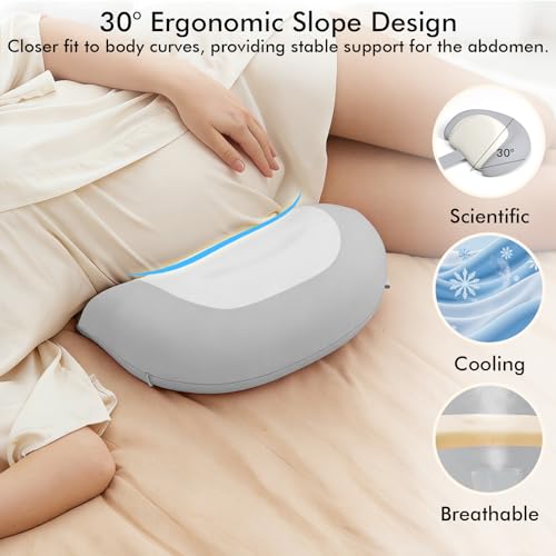 YGJT Grey Pregnancy Wedge Pillow for Sleeping, Memory Foam & Cooling Cover