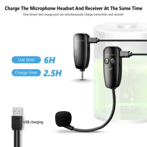Bietrun Wireless Microphone Headset System UHF 160ft Range for Speakers & PA