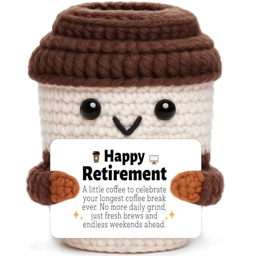 Retirement Gift for Coworker Women – Crochet Coffee Cup (OCCdesign) - Variation: Retirement