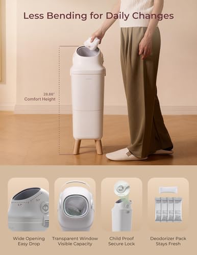 Momcozy Triple-Seal Diaper Pail with Odor Locking & Ergonomic Height