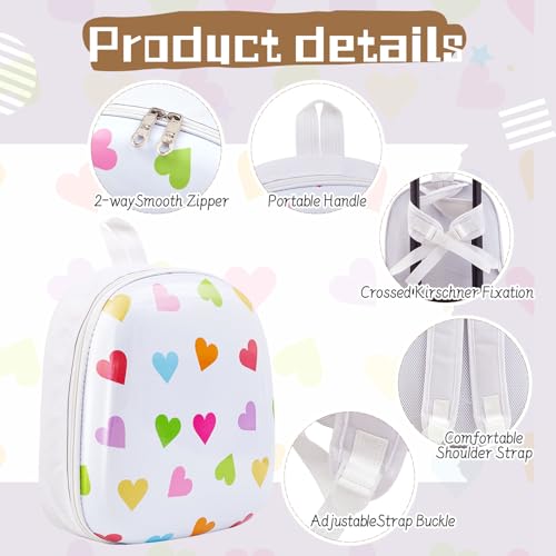 Sanwuta 4-Piece Kids Luggage Set with Heart Design, 17 Inch Hardside Suitcase & Backpack, Travel Accessories for Children