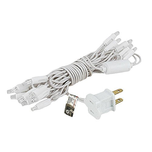White Wire 10 LED Christmas Mini Light Set - Pure White, 5 Feet, Indoor & Outdoor