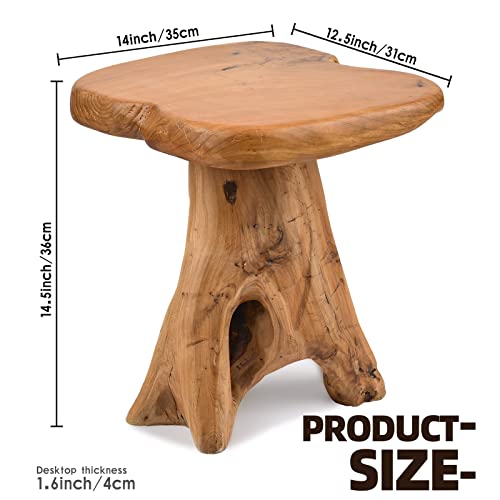 14" x 12.5" Live Edge Wood Side Table - Natural Recycled Cedar Plant Stand, Indoor & Outdoor Use