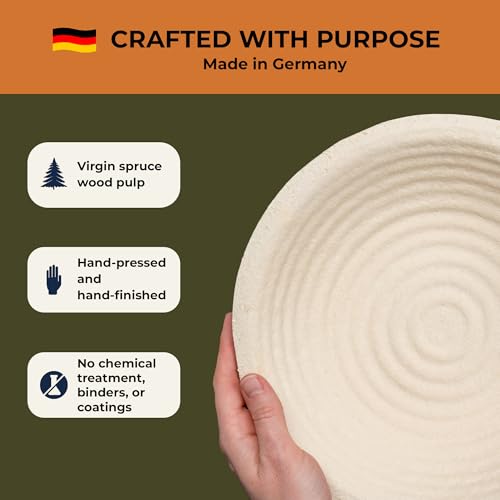 Sourdough Bread Proofing Basket 9 Inch Round Large 1kg Grooved Banneton - Handmade
