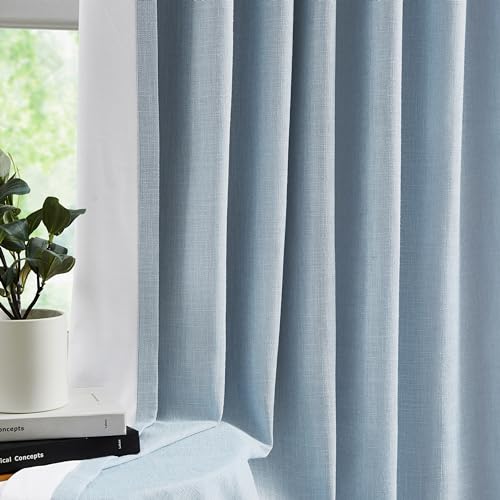 Dusty Blue Pinch Pleated Blackout Curtain Panels - 40W x 90L, Pack of 2