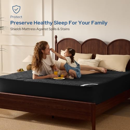 Waterproof Mattress Protector King Size - Black, 4 Black / King
