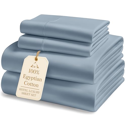 Egyptian Cotton Queen Sheets Set - Ultra Soft Luxury Bed Linen, Deep Pockets