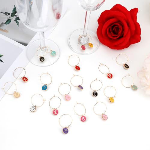 HadrNahkb Wine Glass Charms Set with Letter Design - Halloween & Holiday Party Decor