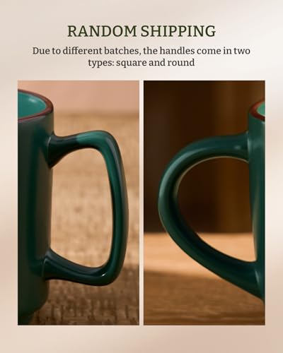 Dark Green Famiware 4-Piece 14oz Ceramic Coffee Mug Set - Nebula Design