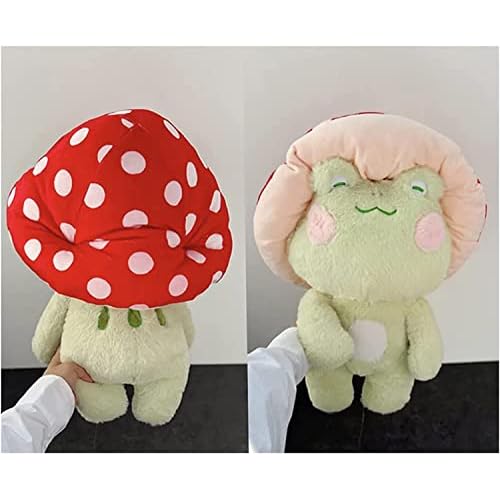 Frog Plush 10" Cute Frog Mushroom Hat Stuffed Animals Kawaii Plush Toys Throw Pillow Home Room Decor Aesthetic Gift