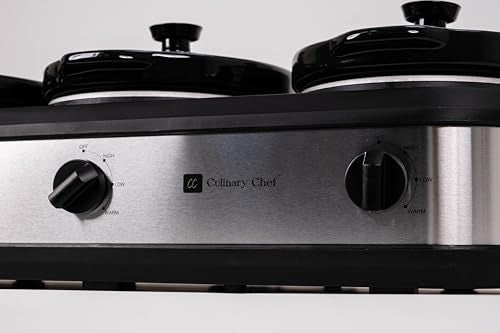 Triple Slow Cooker Buffet Server 2.5 Qt Each Food Warmer Stainless Steel