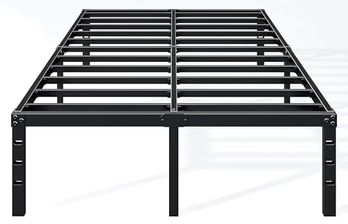 Hafenpo 14 Inch Queen Bed Frame - Sturdy Metal Platform, No Box Spring, Easy Assembly, Under Bed Storage, Black