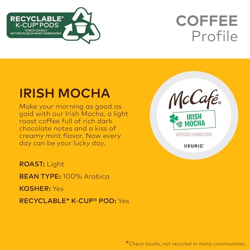 McCafé Irish Mocha Coffee Pods - 24 Count, Pack of 4, Flavored Keurig Compatible
